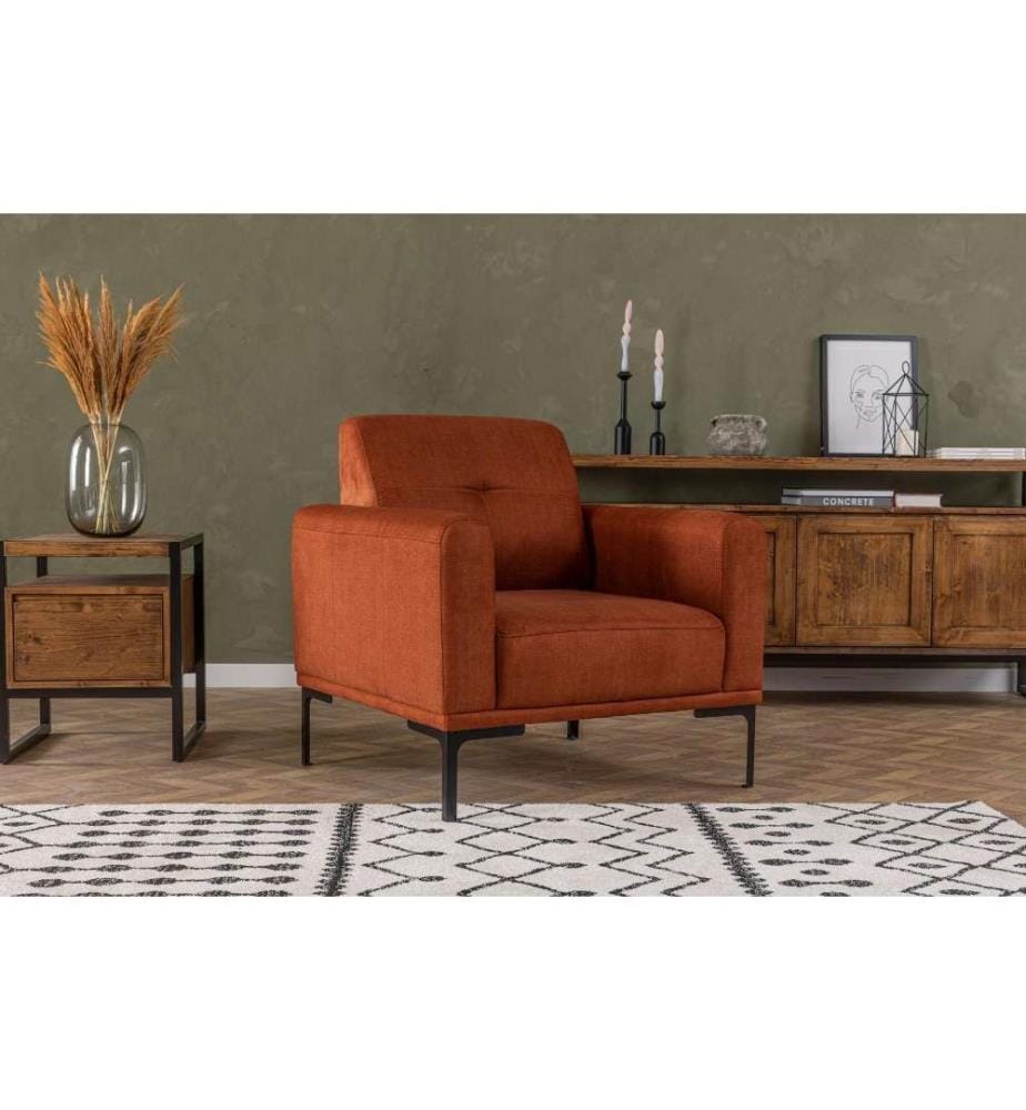Chaise Wing, orange, cadre en hêtre - aggloméré, tissu polyester