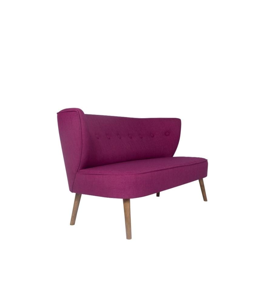 Canapé 2 places, violet, structure en bois massif, tissu polyester