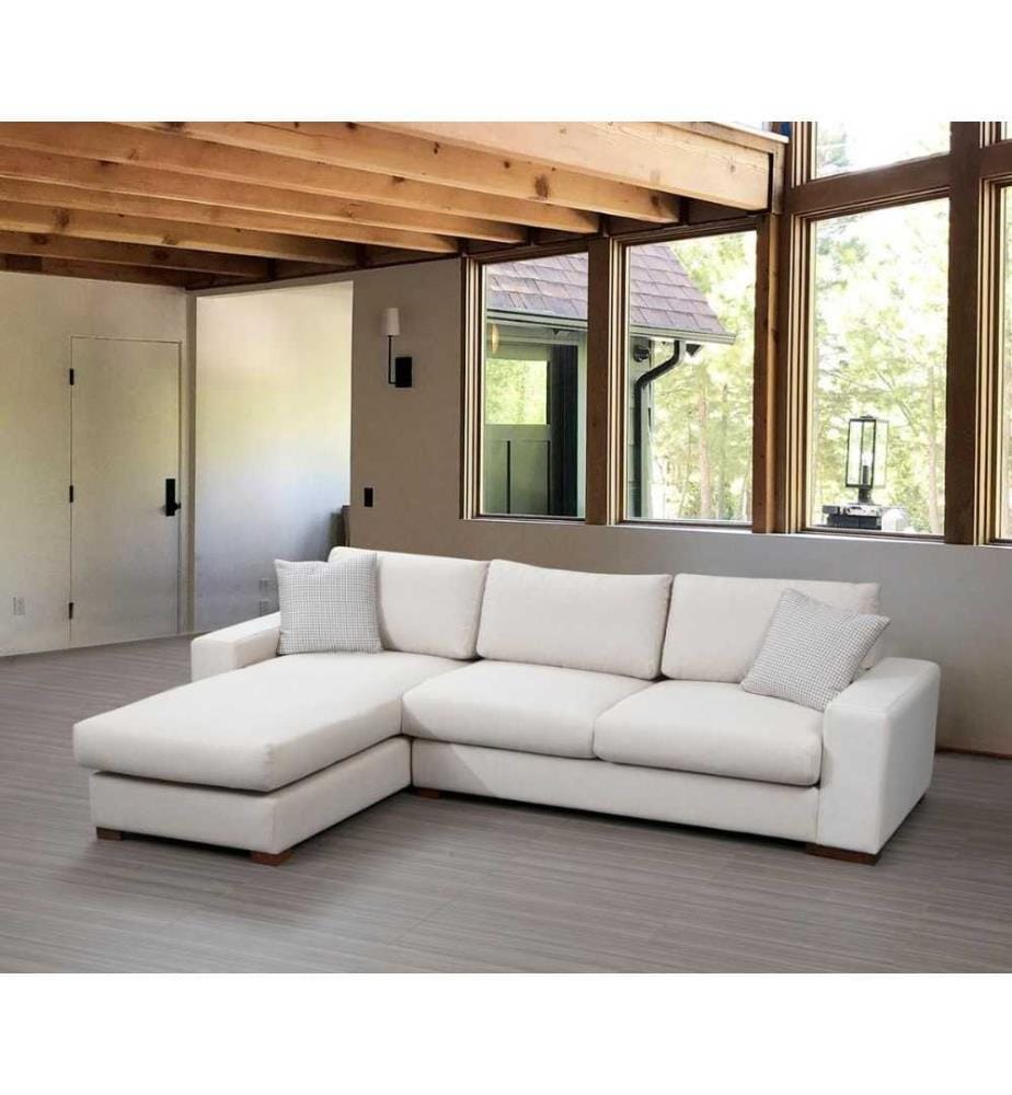 Canapé d'angle, beige, cadre en hêtre - aggloméré, tissu polyester