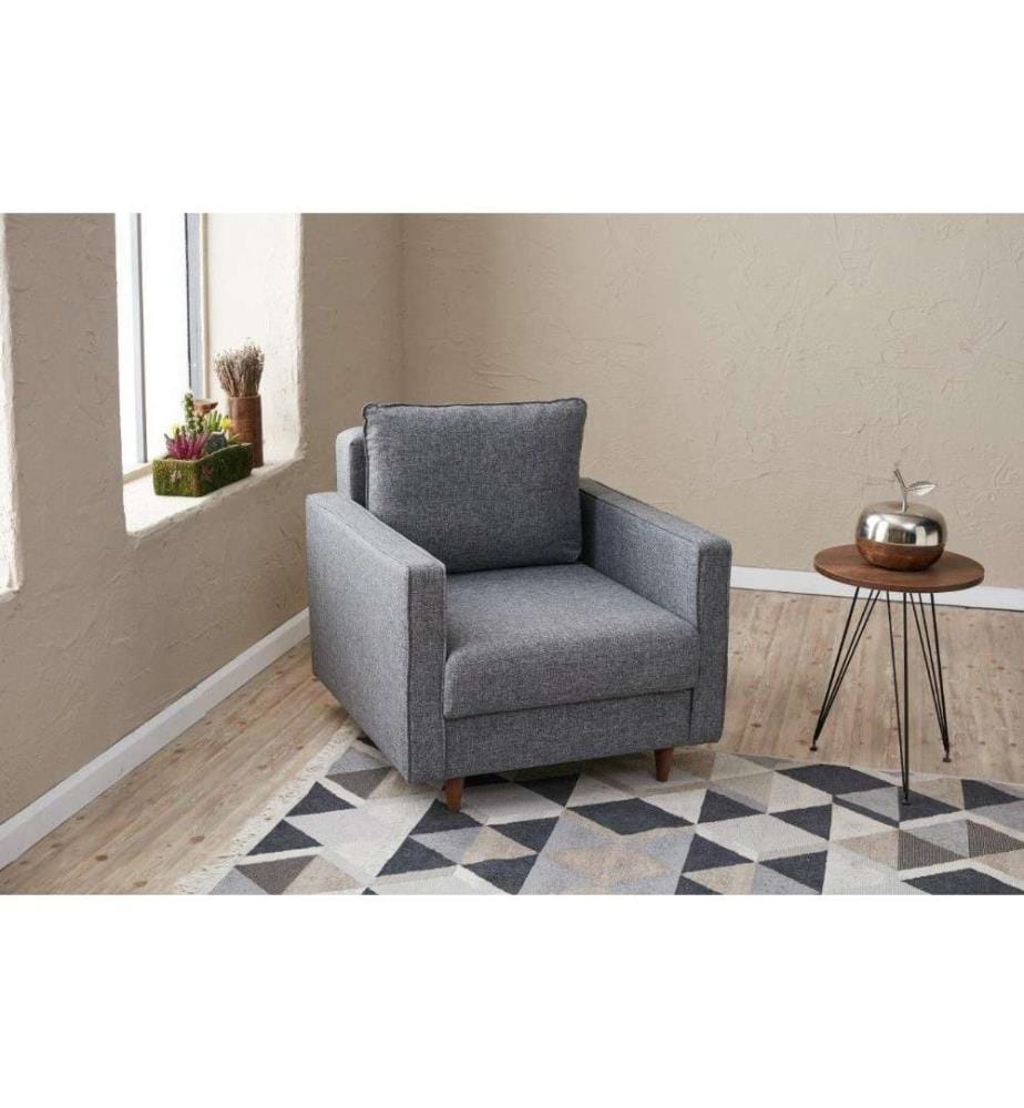 Canapé 1 place, gris, cadre en sapin - écaille, tissu polyester