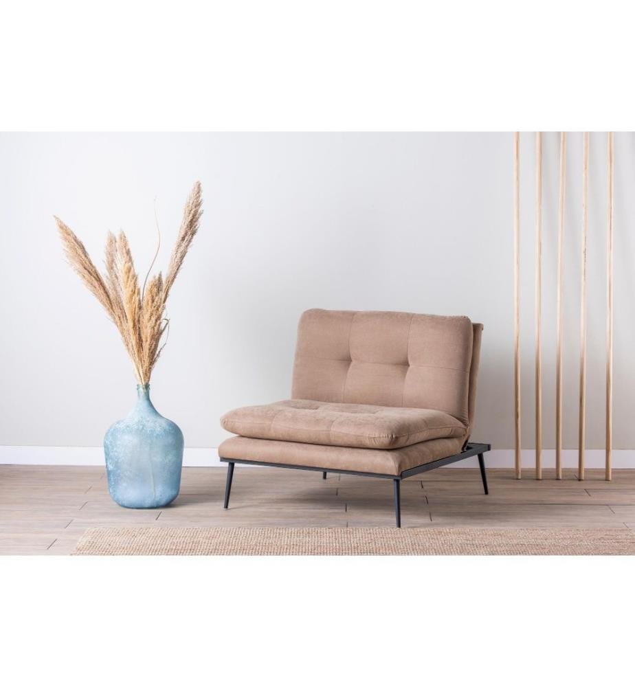 Wing Chair, Mink, structure en métal, tissu Linen