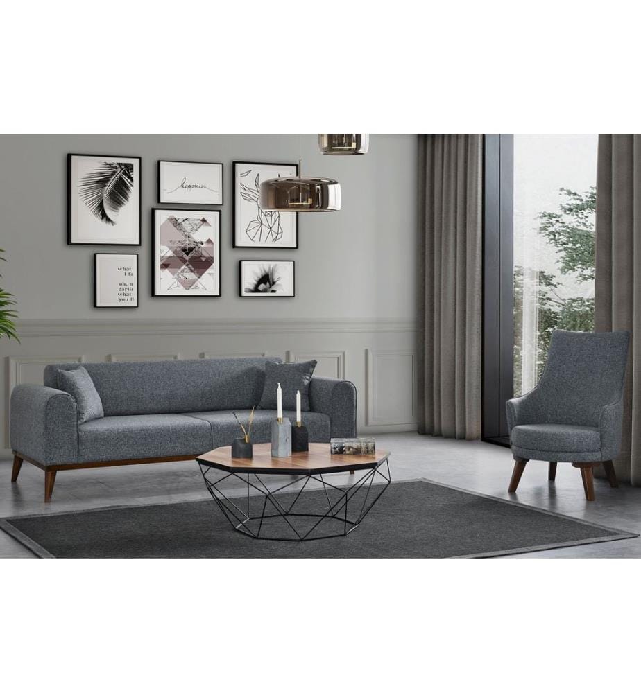 Canapé-lit 3 places, gris clair, structure : BOIS DE HÊTRE / AGRAGÉ, tissu : 100 % POLYESTER, pieds en bois