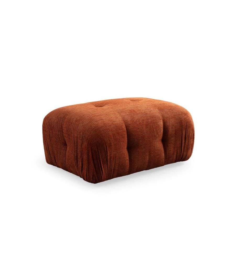 Pouf, orange, structure : BOIS DE HÊTRE / AGRAGÉ, tissu : 100 % POLYESTER, pieds en plastique