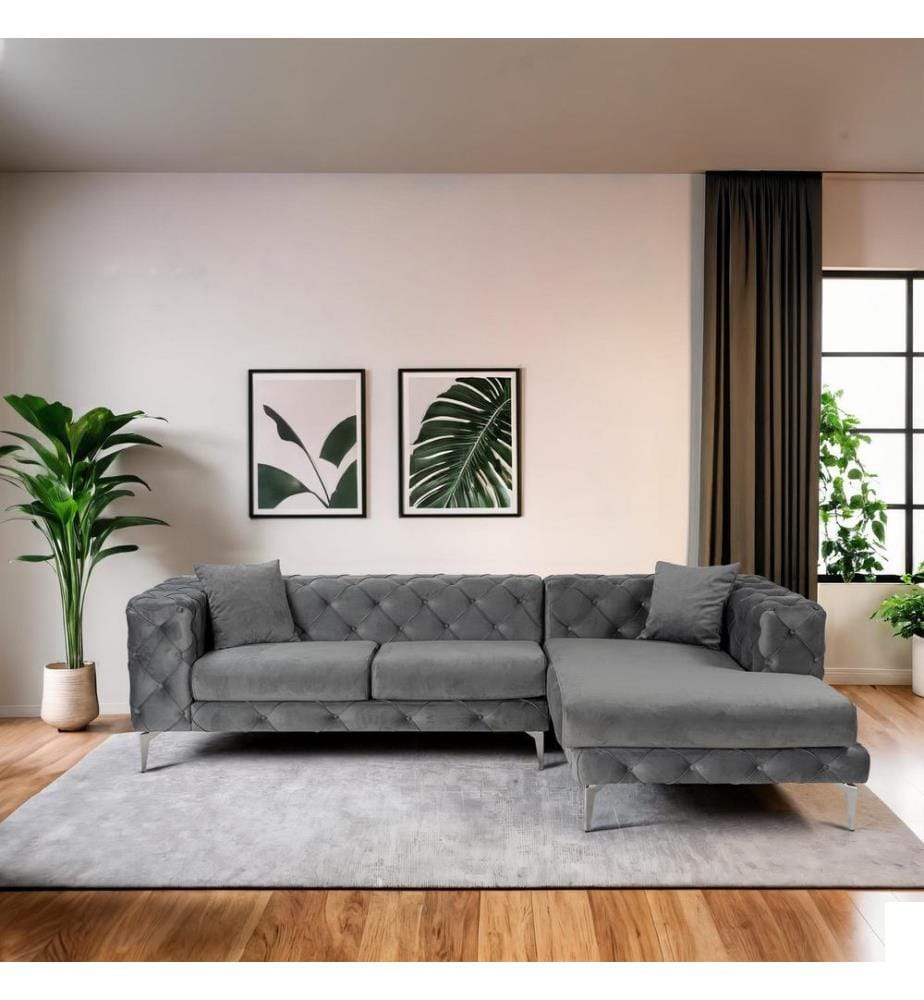 Canapé d'angle, anthracite, structure : BOIS DE HÊTRE / AGRAGÉ, tissu : 100 % POLYESTER, pieds en métal