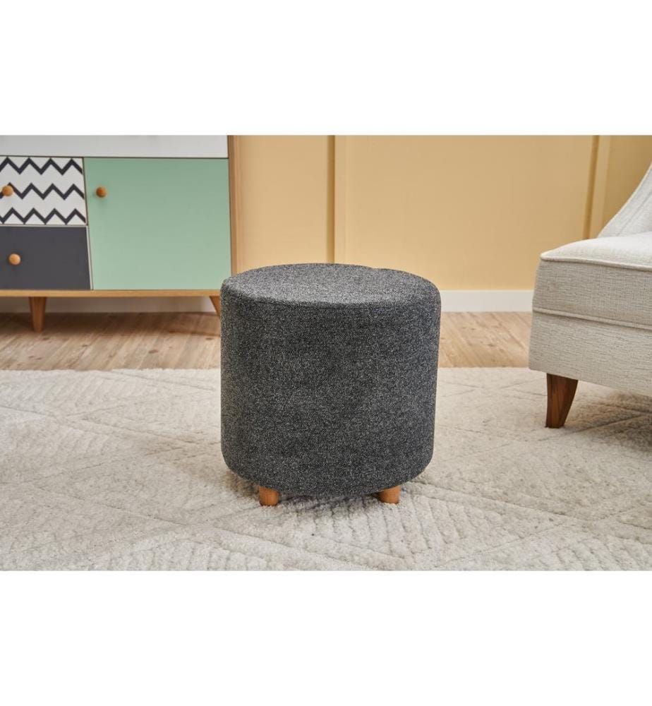 Pouf, anthracite, structure : 100 % BOIS, tissu : 100 % POLYESTER ET COTON