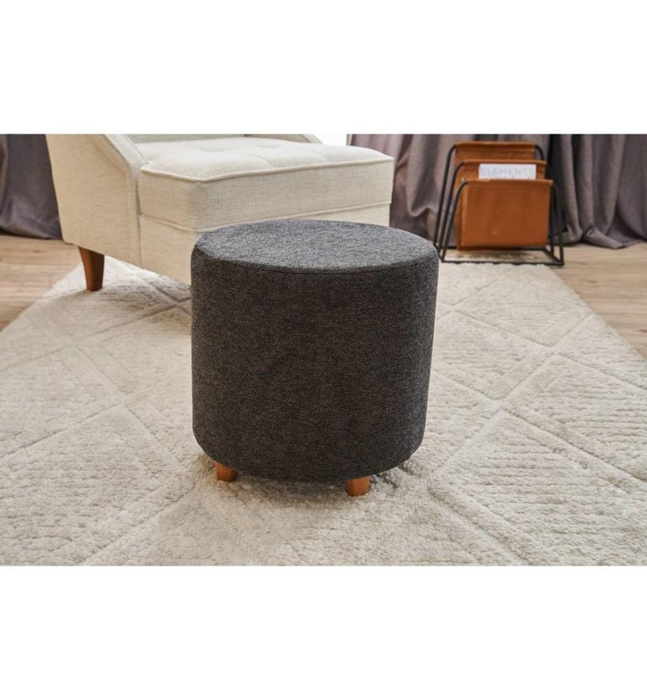 Pouf, anthracite, cuivre, structure : 100 % BOIS, tissu : 100 % POLYESTER ET COTON
