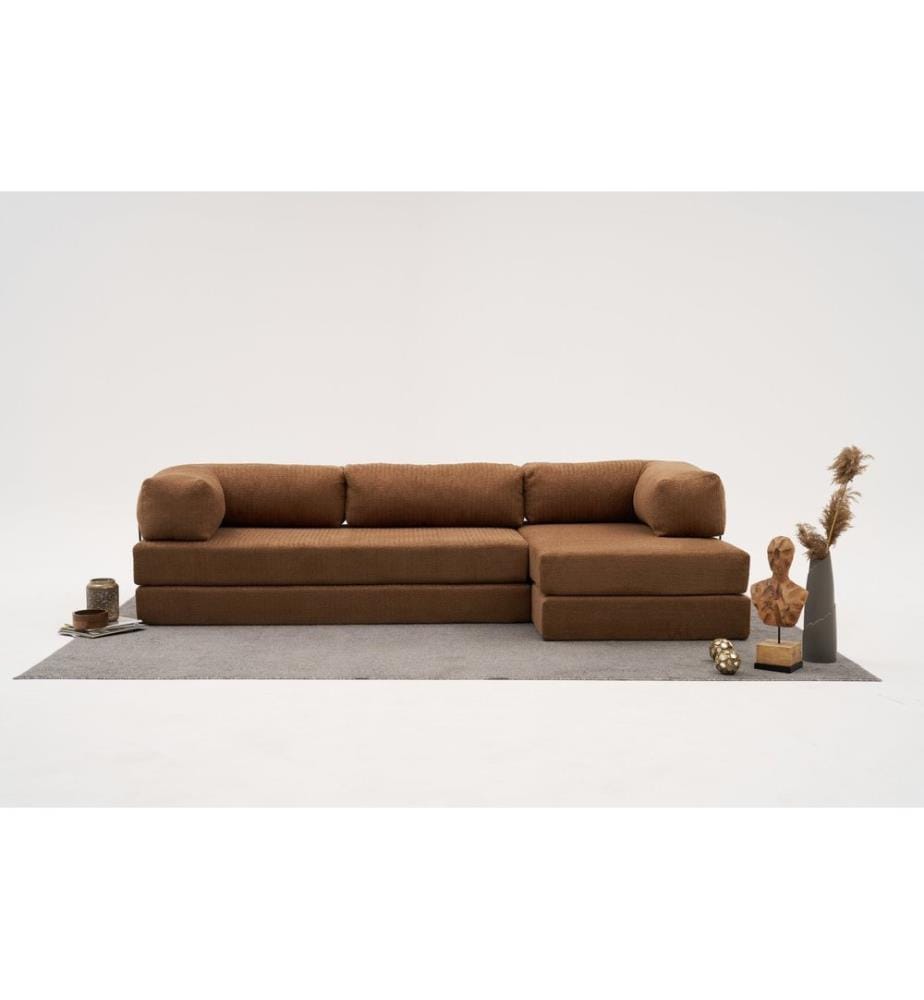Canapé d'angle, marron, tissu : 100 % CHENILLE