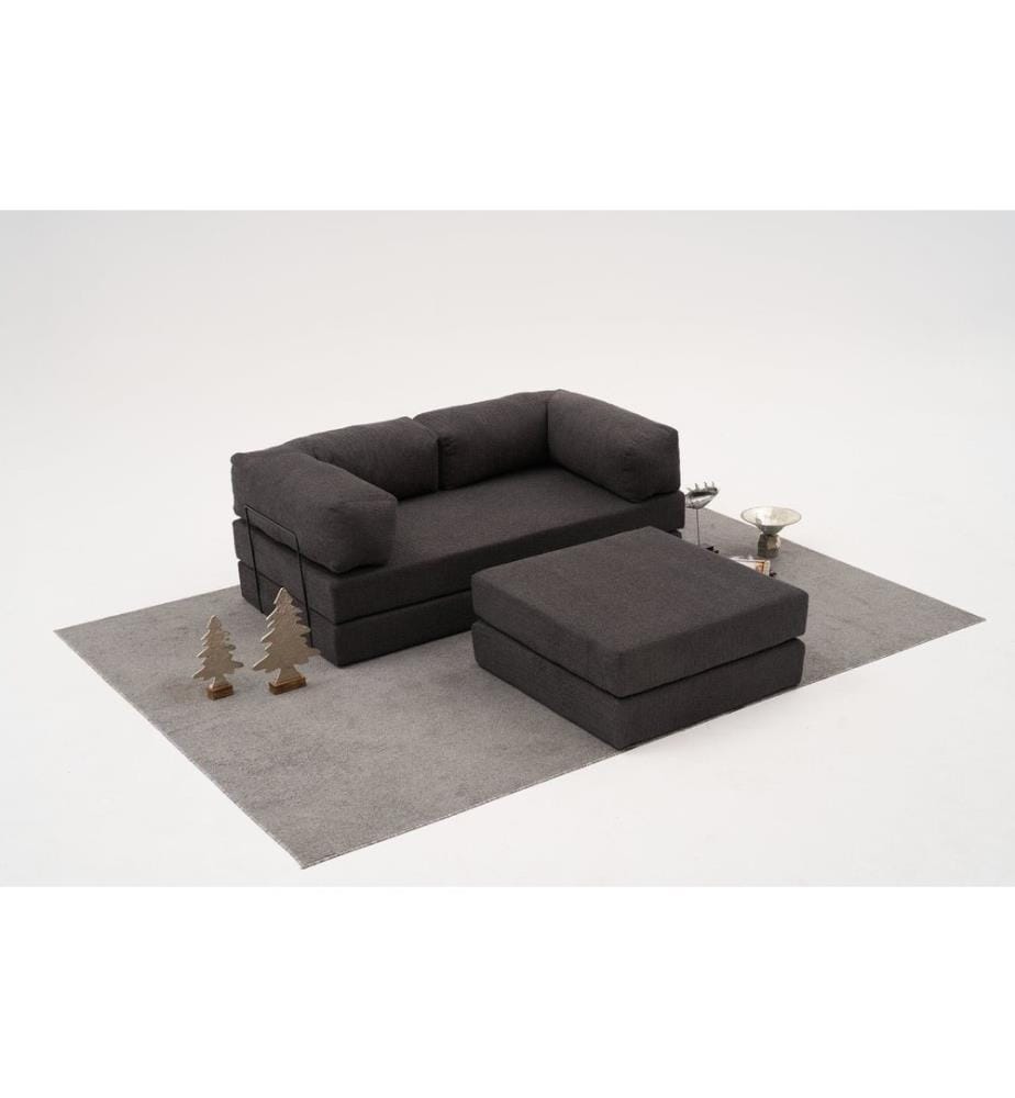 Canapé d'angle, anthracite, tissu : 100 % CHENILLE