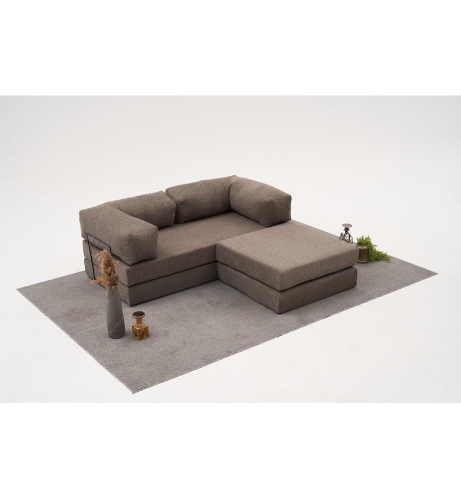 Canapé d'angle, gris, tissu : 100 % CHENILLE
