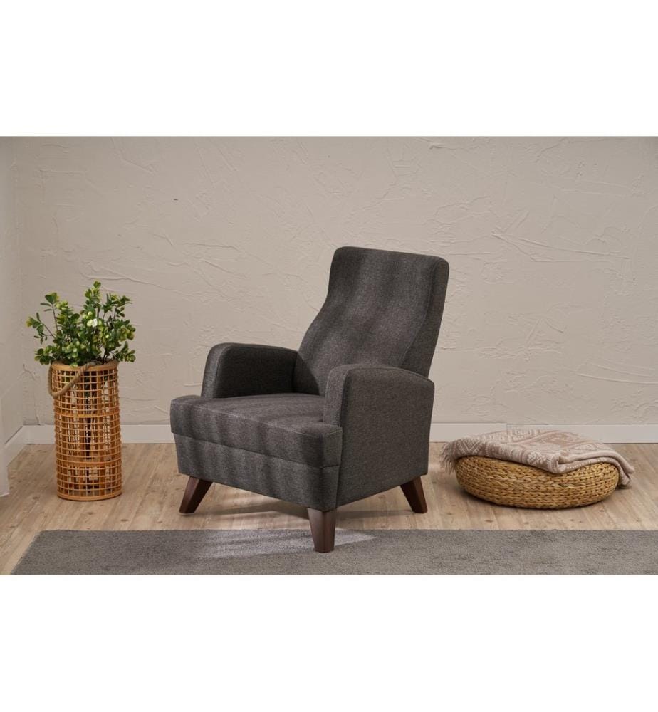 Canapé 1 place, anthracite, structure : 100 % BOIS, tissu : 100 % CHENILLE, pieds en plastique