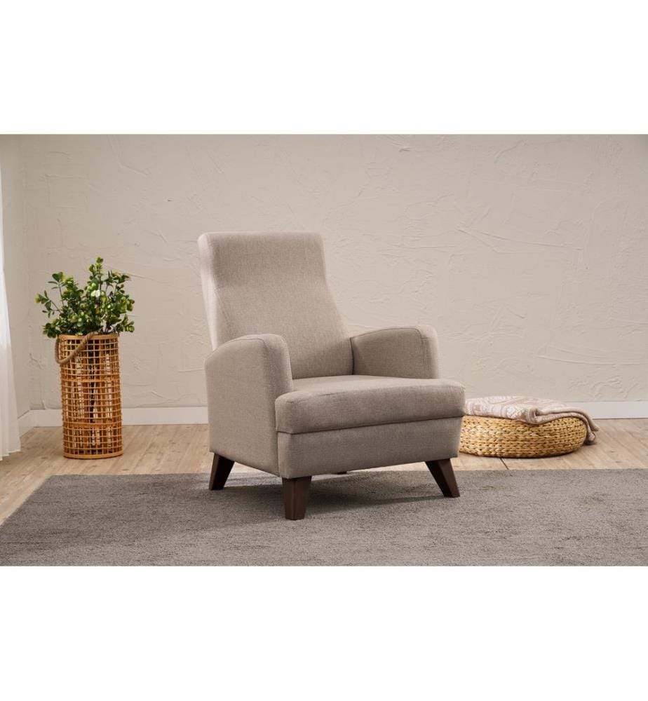 Canapé 1 place, beige, structure : 100 % BOIS, tissu : 100 % CHENILLE, pieds en plastique