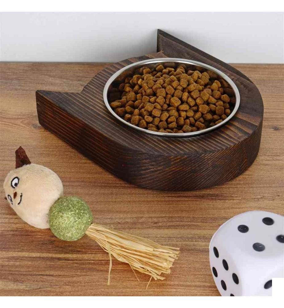 Gamelle pour animaux de compagnie, noyer, épicéa