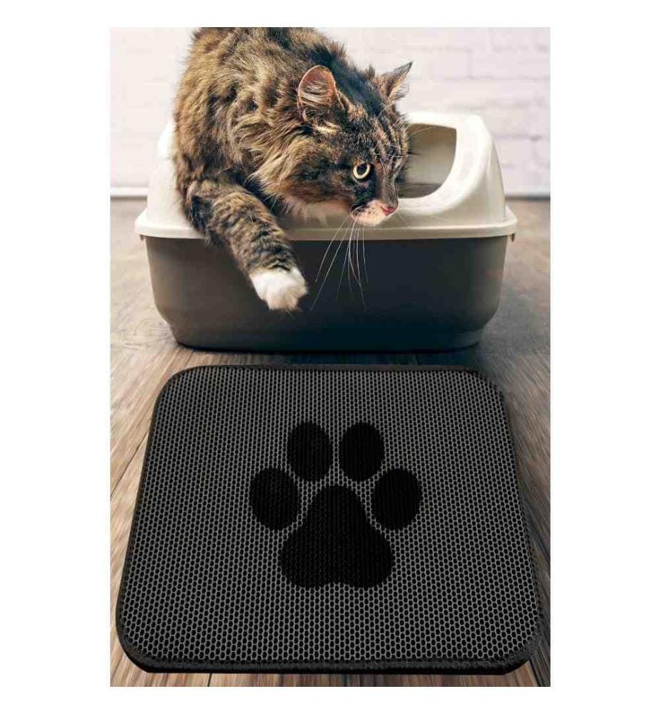Tapis de litière pour chat, multicolore, dessus PVC, dessous polyester