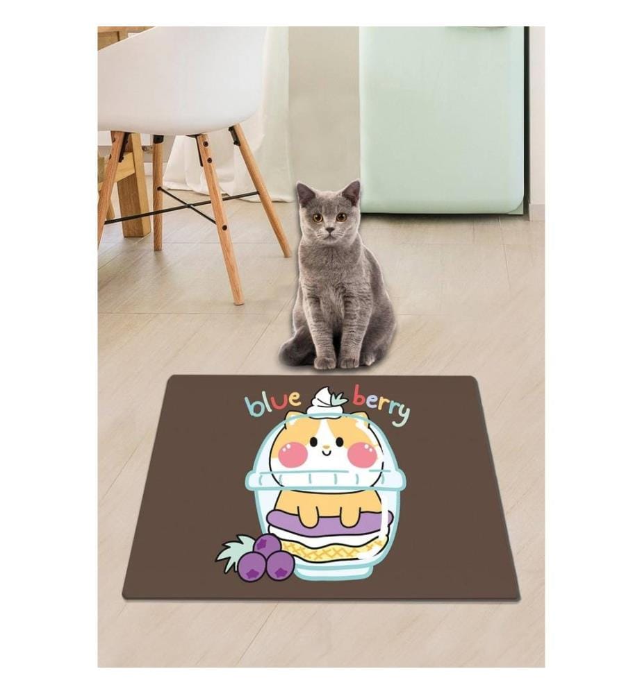 Tapis pour litière de chat, multicolore, PVC, dessous antidérapant