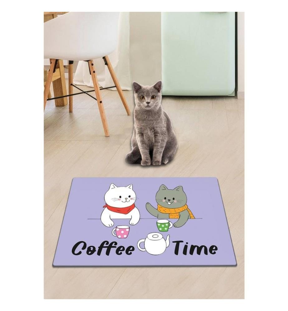 Tapis pour litière de chat, multicolore, PVC, dessous antidérapant