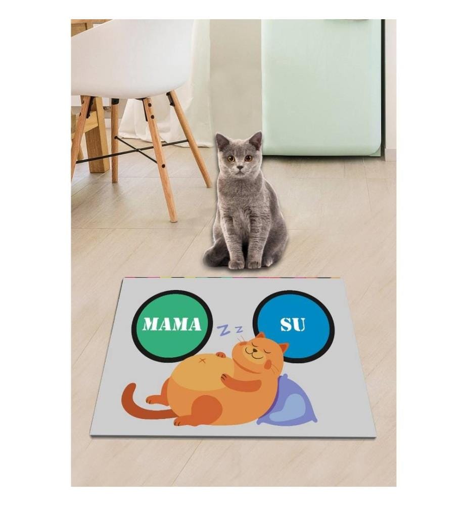 Tapis pour litière de chat, multicolore, PVC, dessous antidérapant