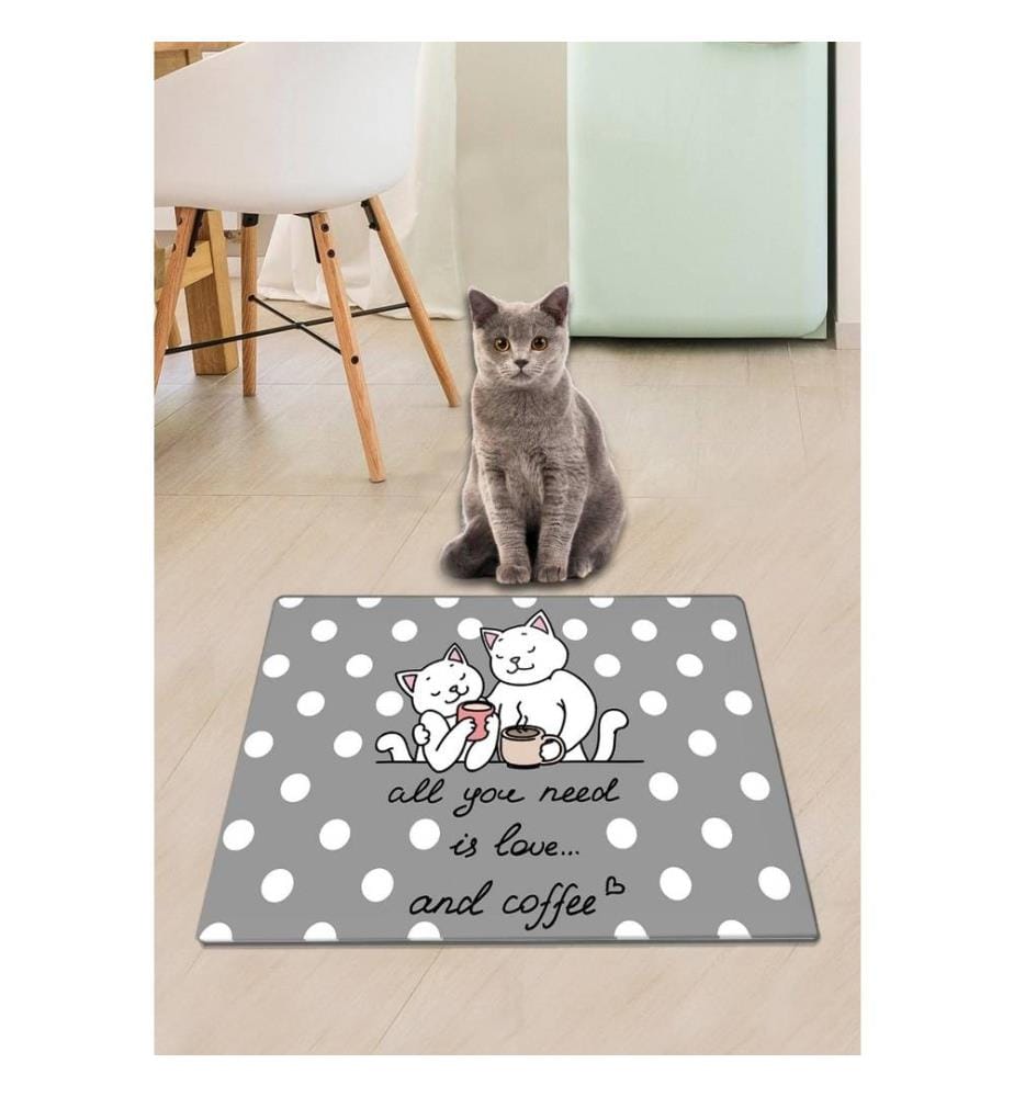 Tapis pour litière de chat, multicolore, PVC, dessous antidérapant