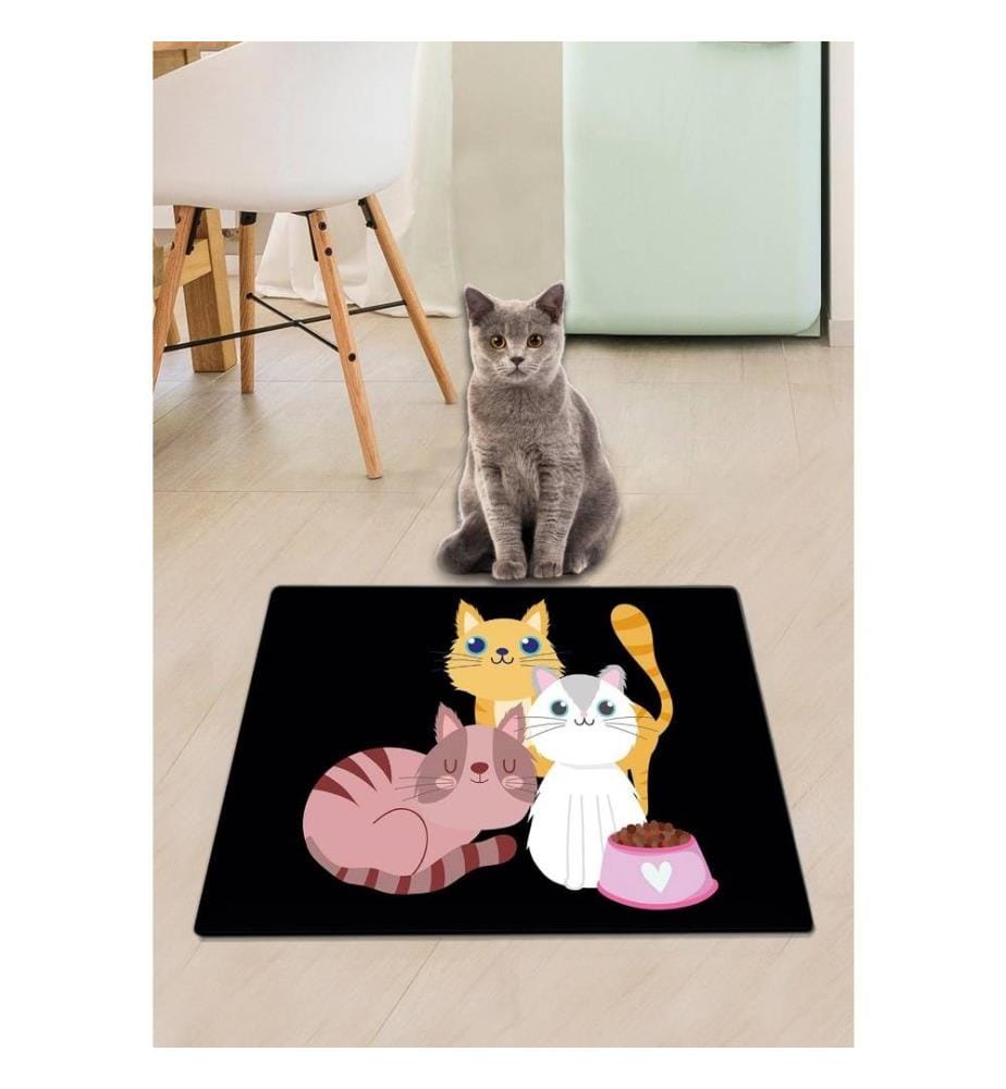 Tapis pour litière de chat, multicolore, PVC, dessous antidérapant