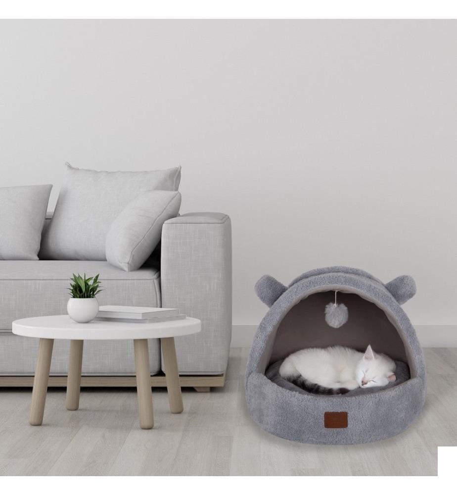 Lit pour animaux, gris, EXTÉRIEUR : 100 % ÉPONGE, REMBOURRAGE : 100 % FIBRE DE PERLES
