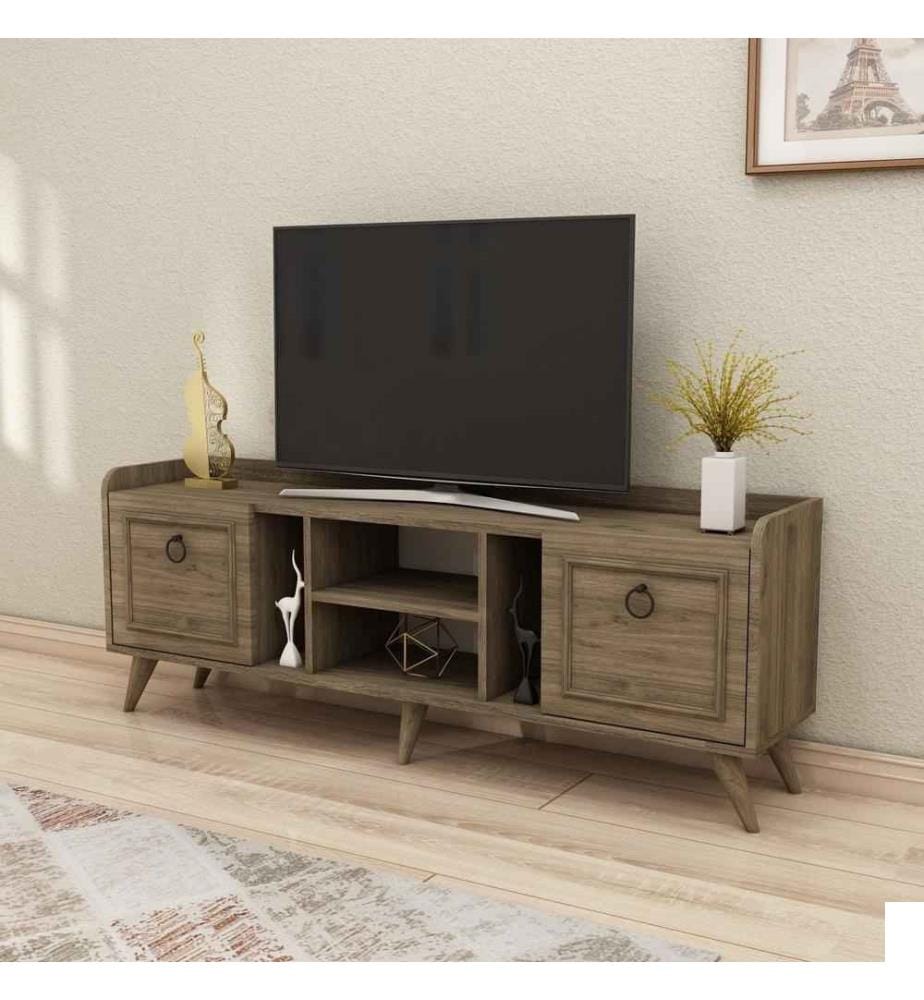 Meuble TV, noyer, panneau de particules mélaminé