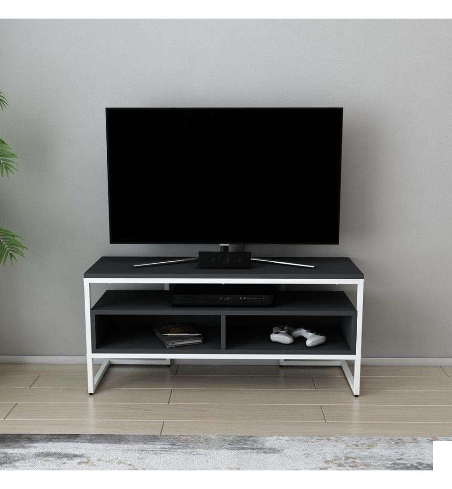Meuble TV, blanc anthracite, panneau de particules mélaminé