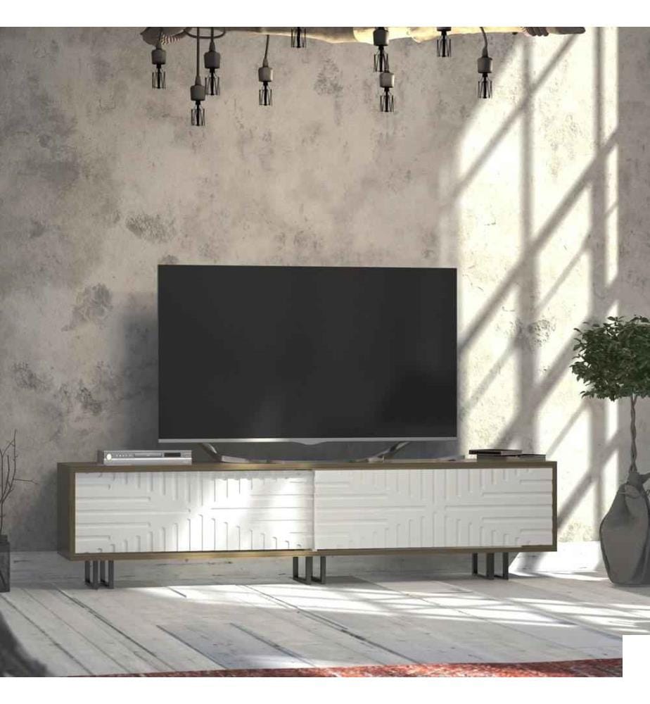 Meuble TV, chêne blanc, panneau de particules mélaminé