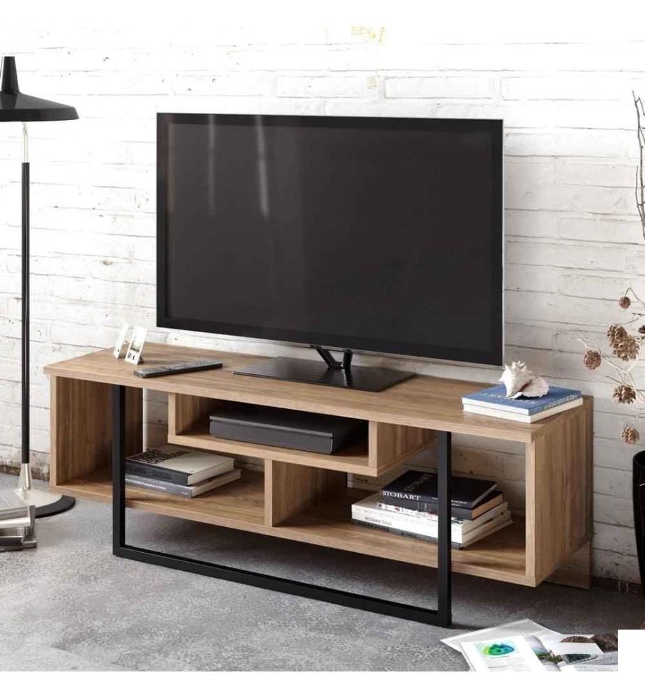Meuble TV, Noyer Noir, Panneau de particules mélaminé