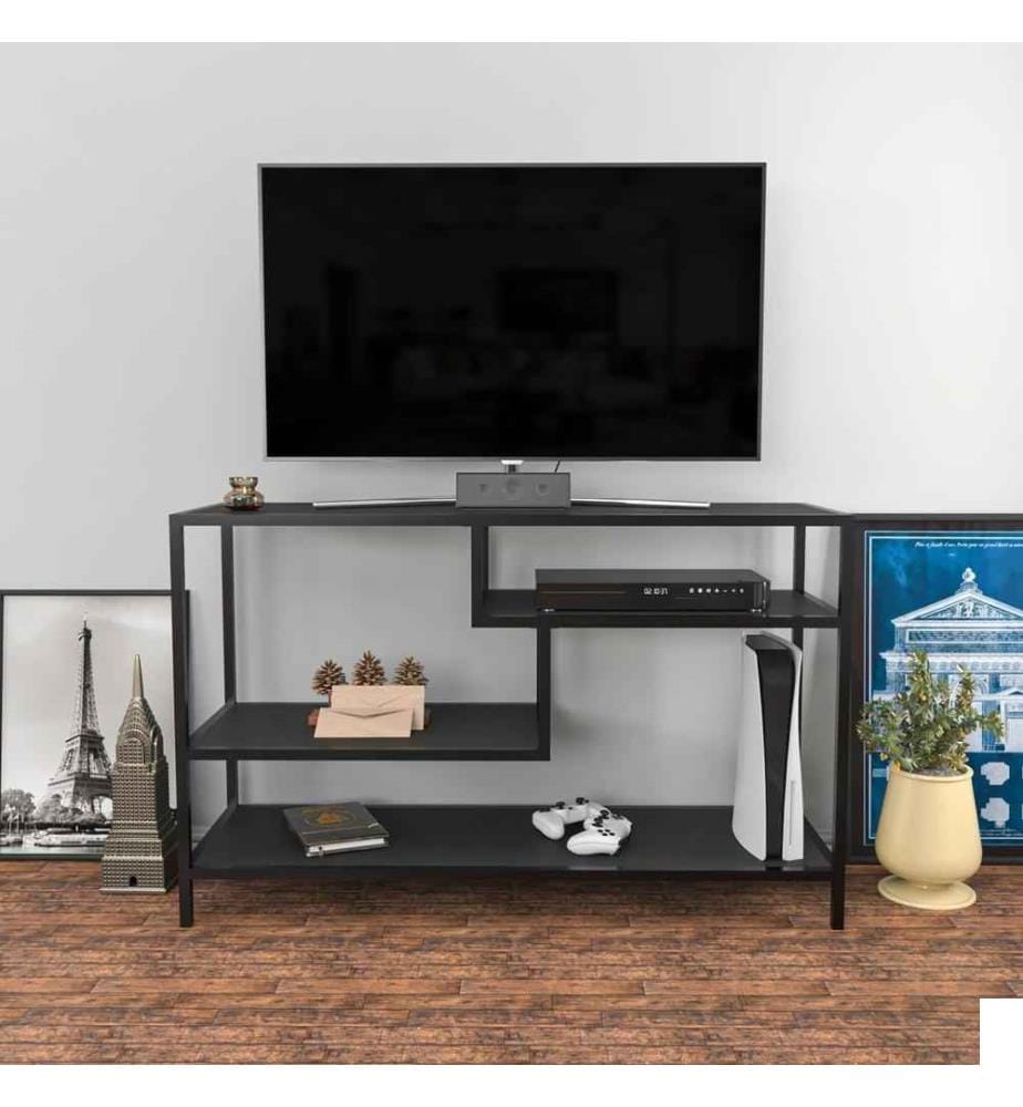 Meuble TV, noir anthracite, panneau de particules mélaminé