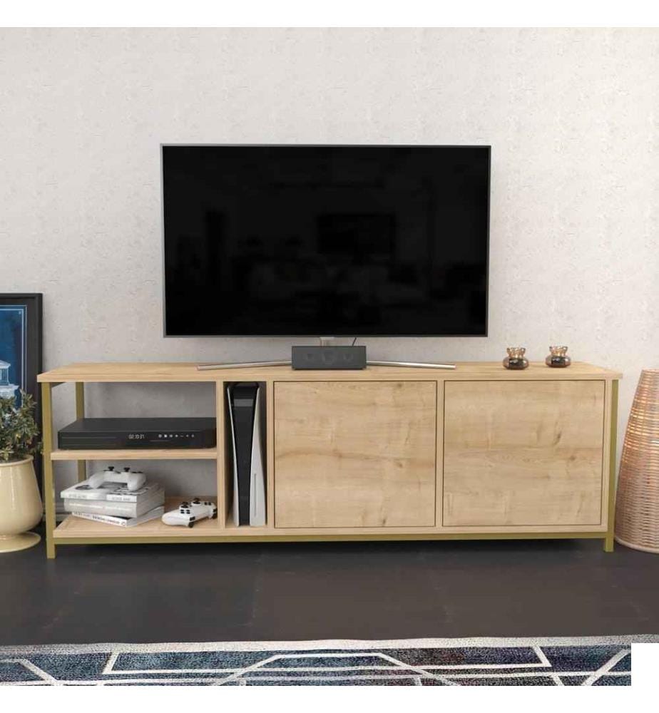 Meuble TV, Chêne Gold, panneau de particules mélaminé