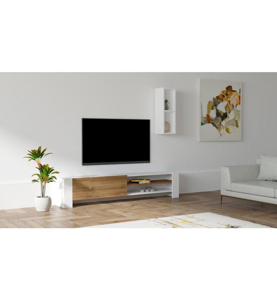 Meuble TV, noyer, panneau de particules mélaminé