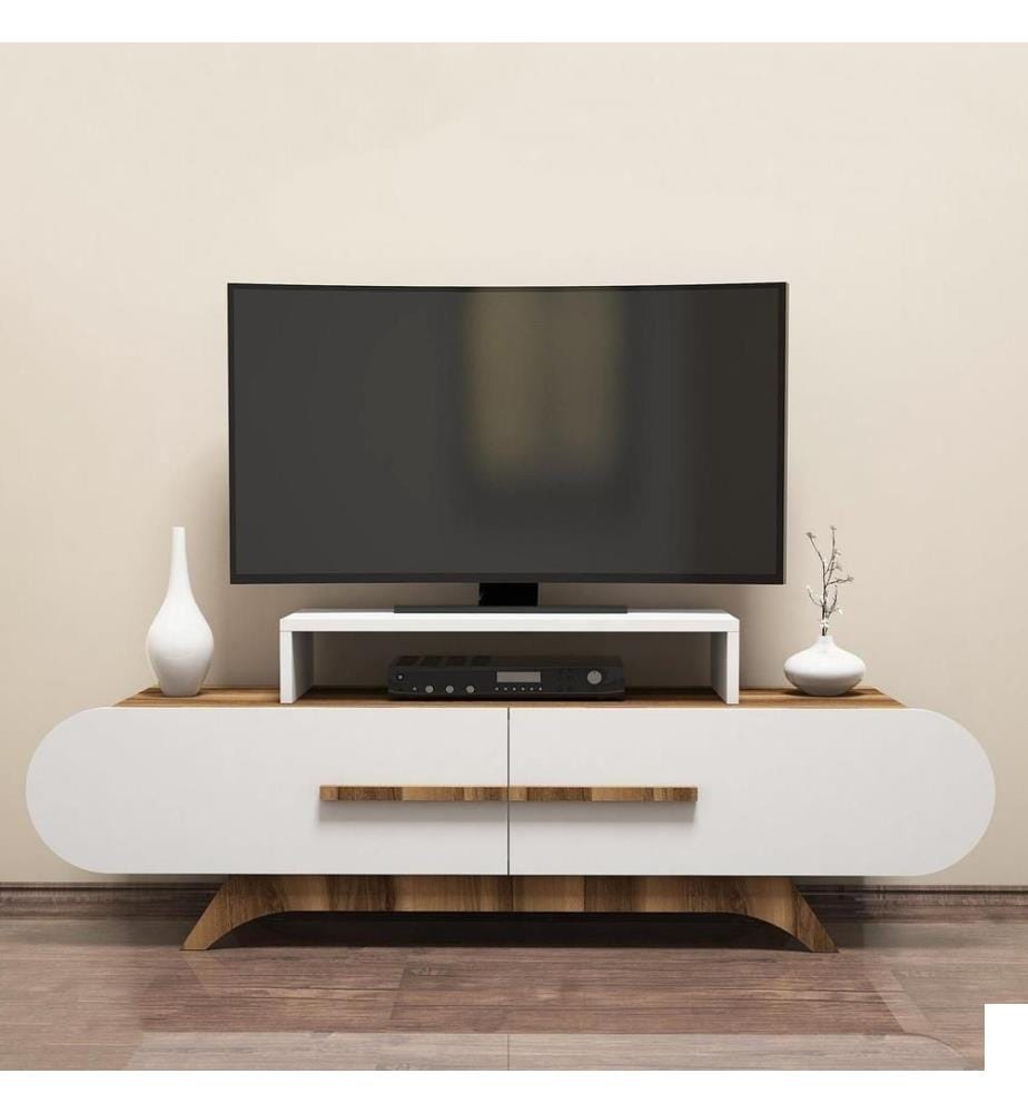 Meuble TV, Noyer Blanc, Panneau de particules mélaminé