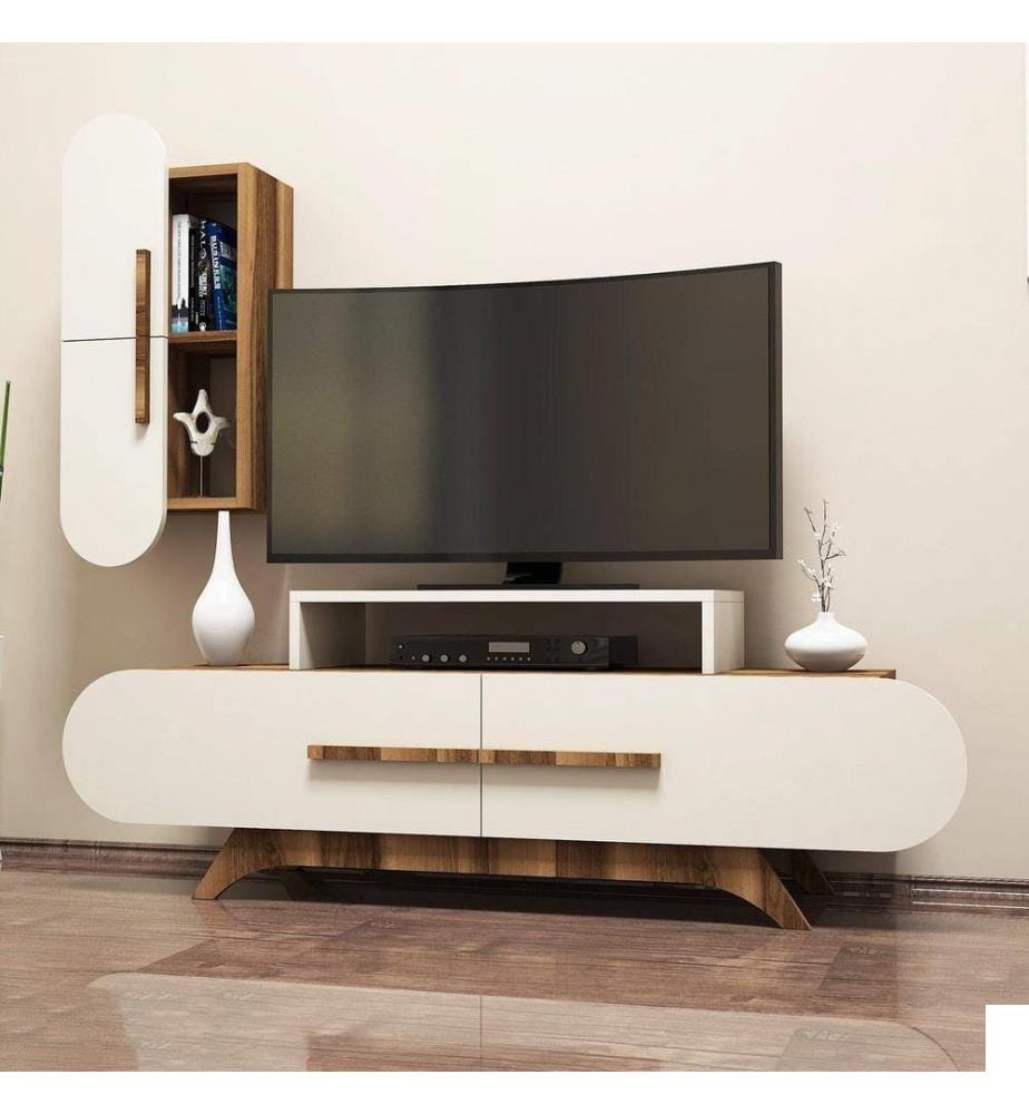 Meuble TV, noyer crème, panneau de particules mélaminé