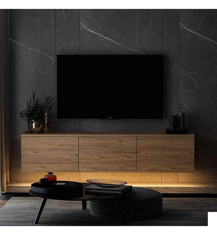 Meuble TV, pin atlantique, panneau de particules mélaminé