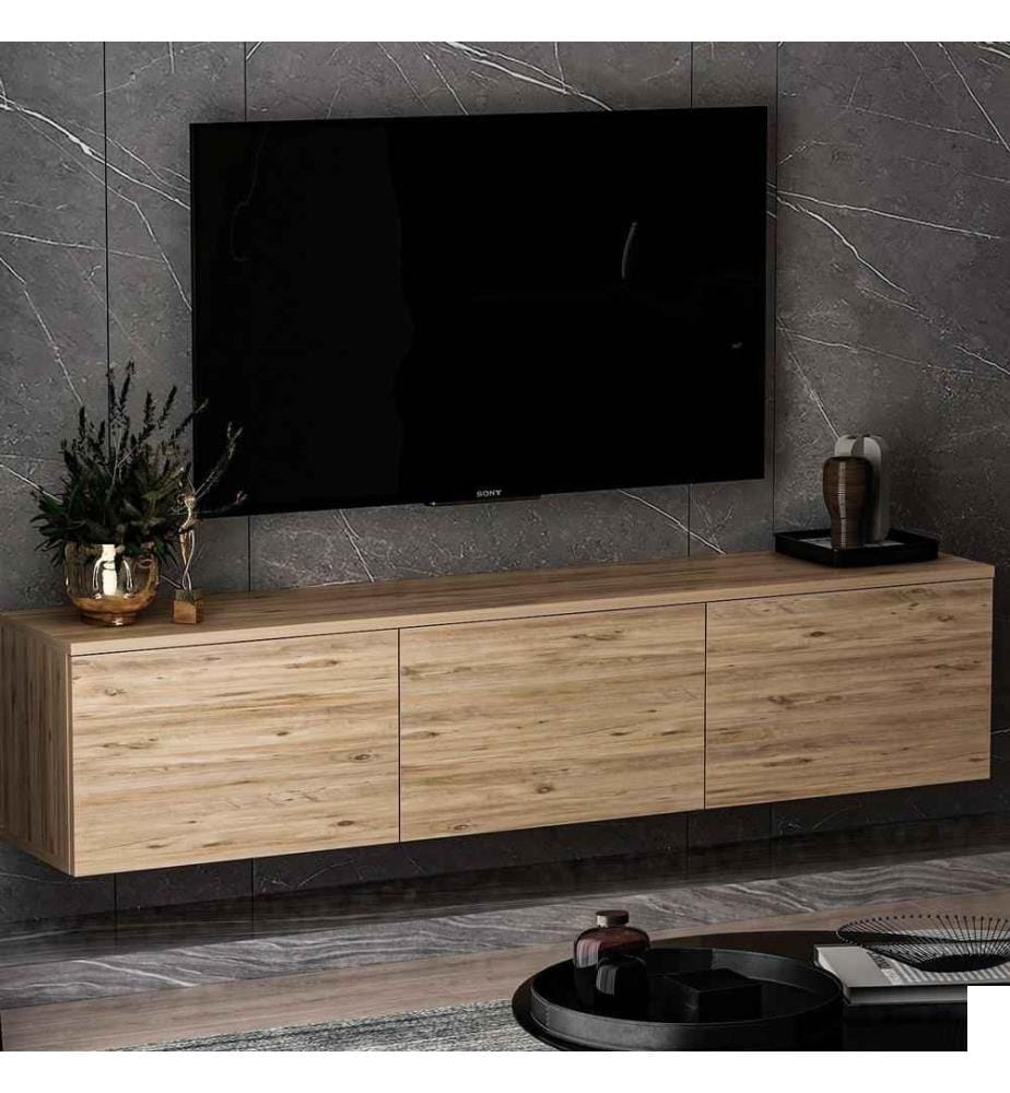 Meuble TV, pin atlantique, panneau de particules mélaminé