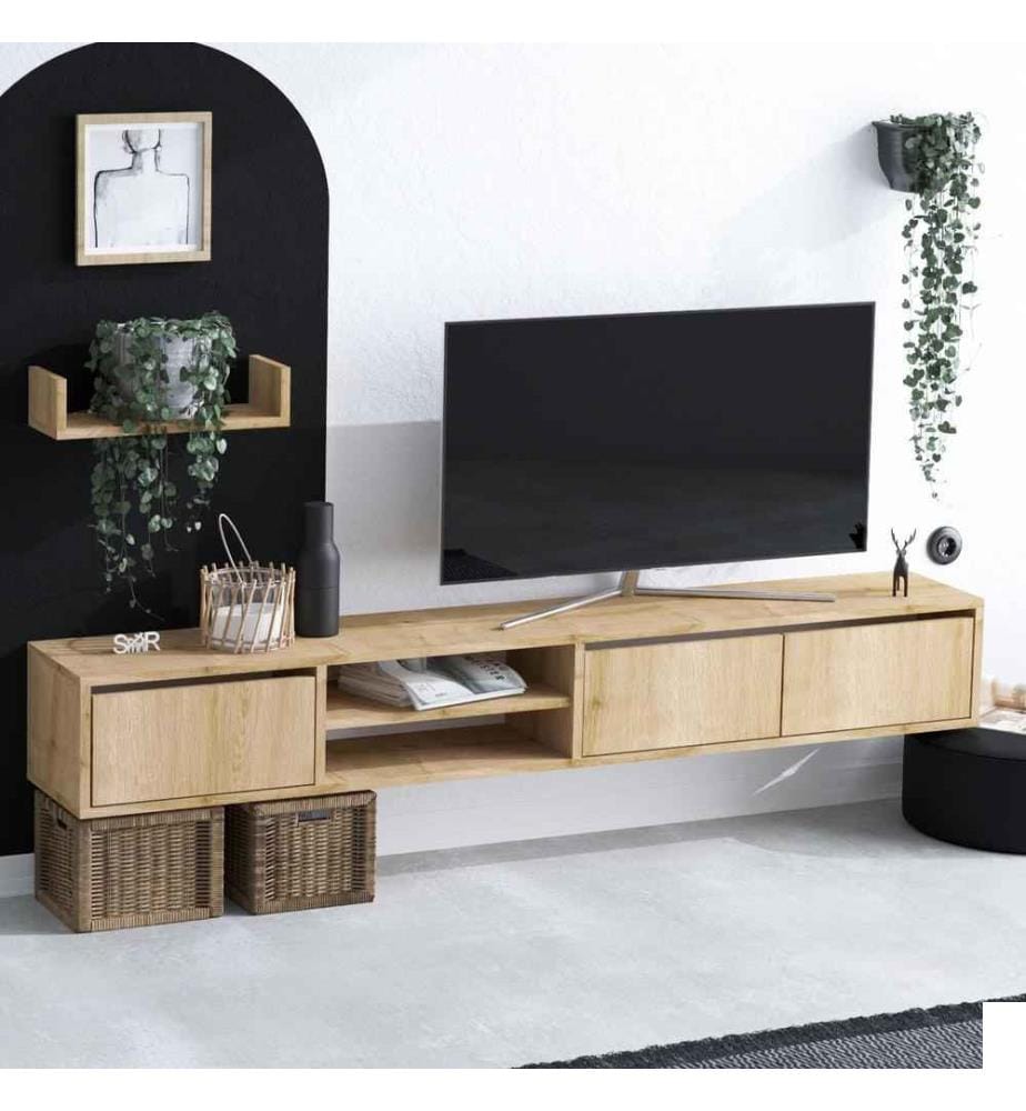 Meuble TV, chêne saphir, panneau de particules mélaminé