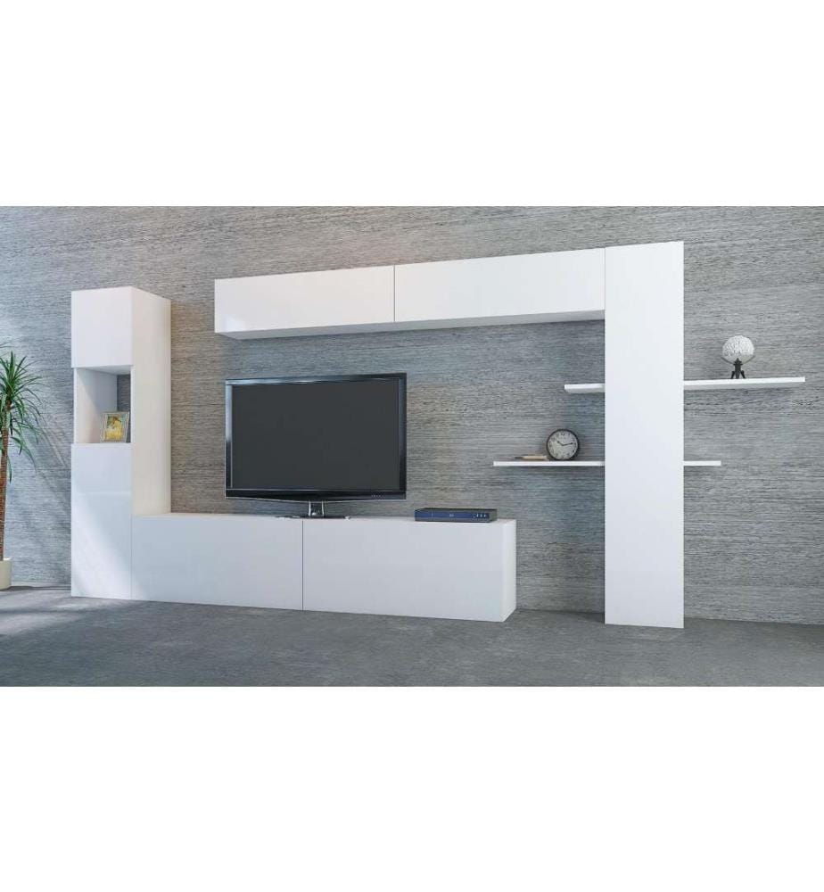 Meuble TV, blanc, panneau de particules mélaminé
