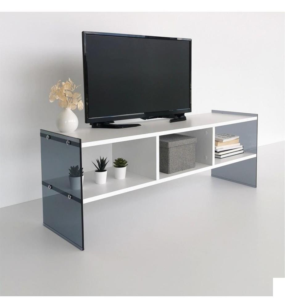 Meuble TV, fumée blanche, panneau de particules mélaminé