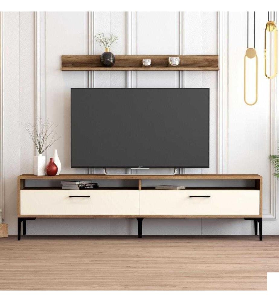 Meuble TV, noyer crème, panneau de particules mélaminé