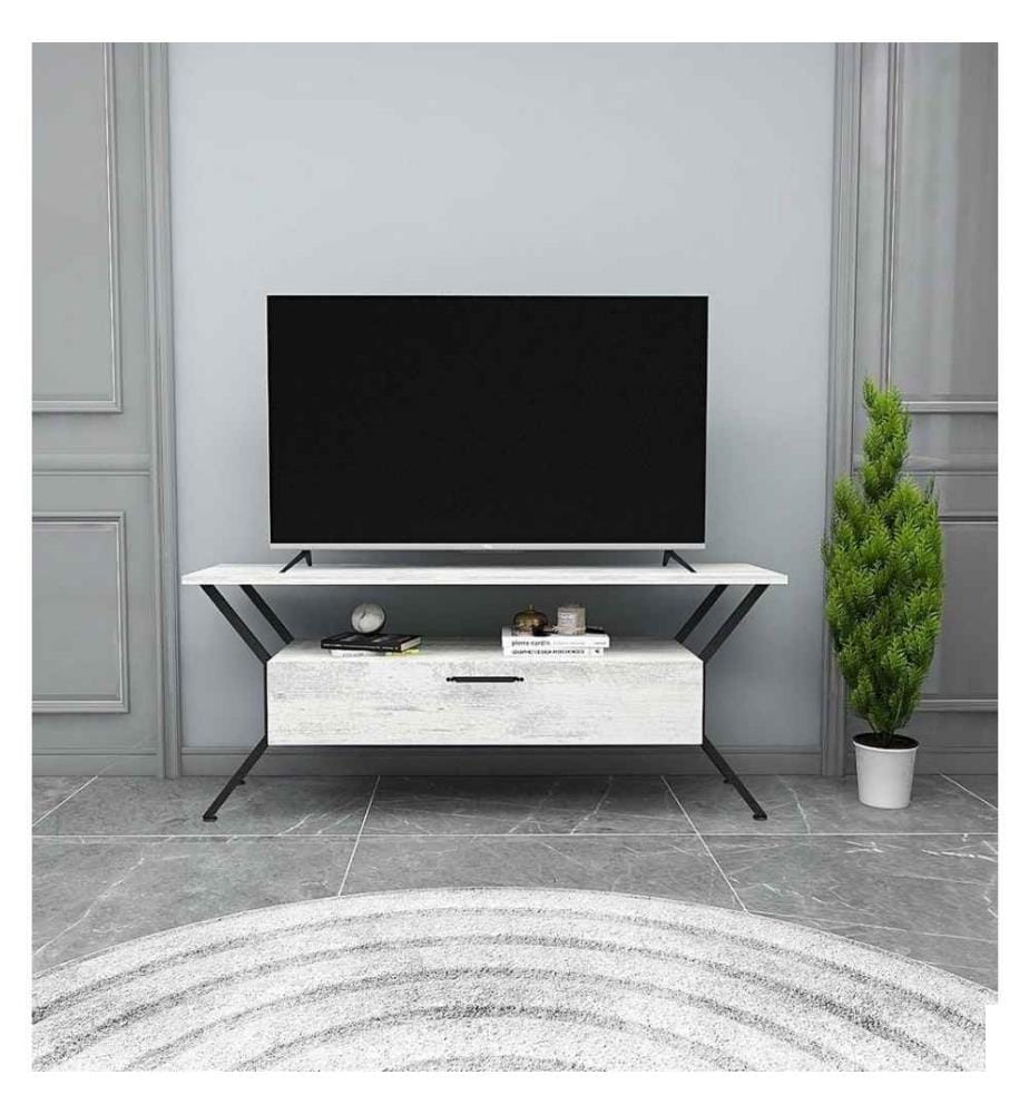 Meuble TV, Gris Noir, Panneau de particules mélaminé