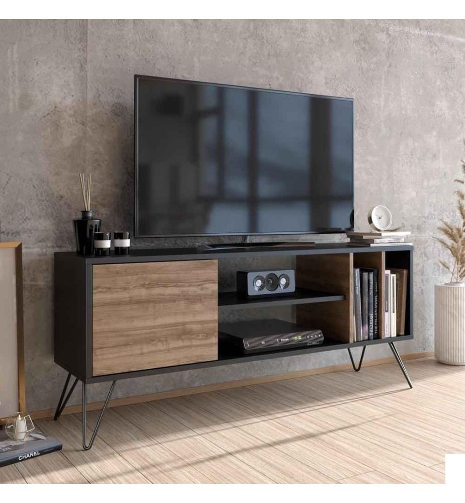 Meuble TV, Noyer Noir, Panneau de particules mélaminé