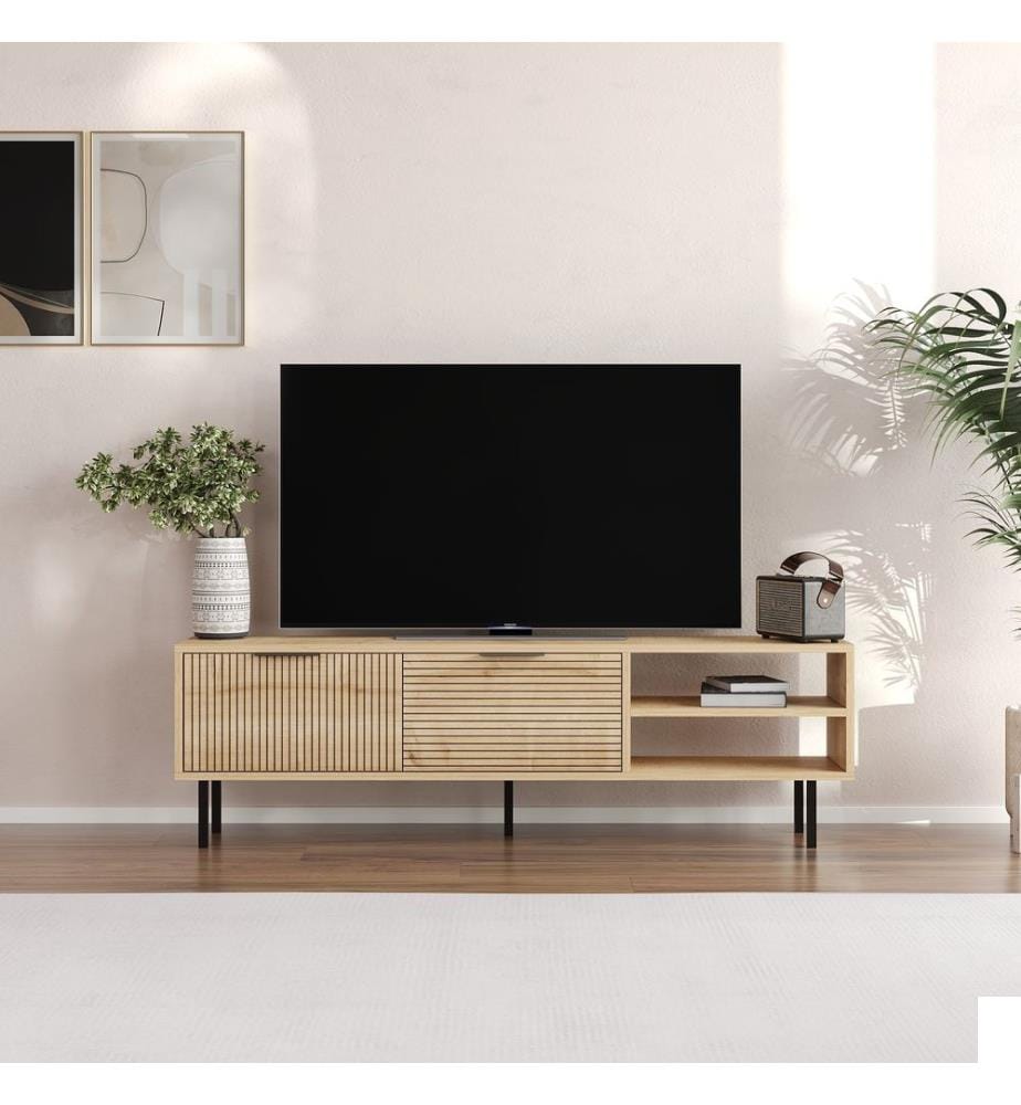 Meuble TV, chêne saphir, PANNEAU DE PARTICULES ENTIÈREMENT RECOUVERT DE MÉLAMINE