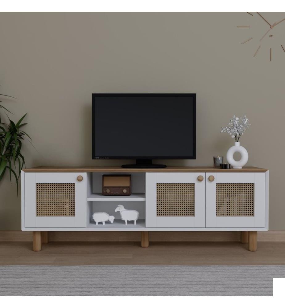 Meuble TV, chêne jardin, PANNEAU DE PARTICULES ENTIÈREMENT RECOUVERT DE MÉLAMINE