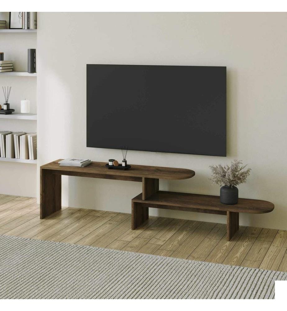 Meuble TV, noyer, 100 % aggloméré mélaminé
