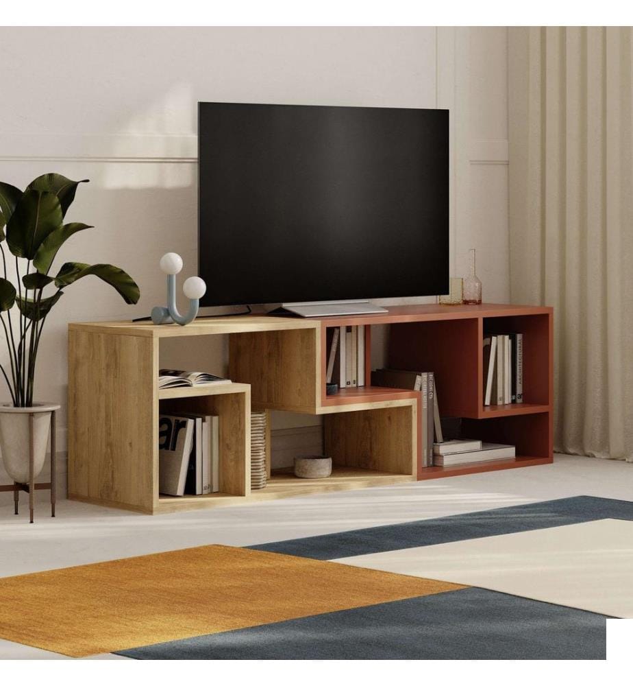 Meuble TV, Sapphire Oak, cannelle, PANNEAU DE PARTICULES 100 % REVÊTU DE MÉLAMINE