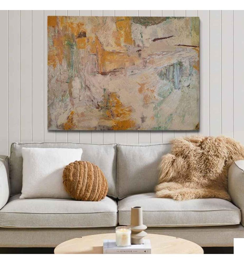 Peinture à l'huile décorative, multicolore, 100% toile, cadre en bois