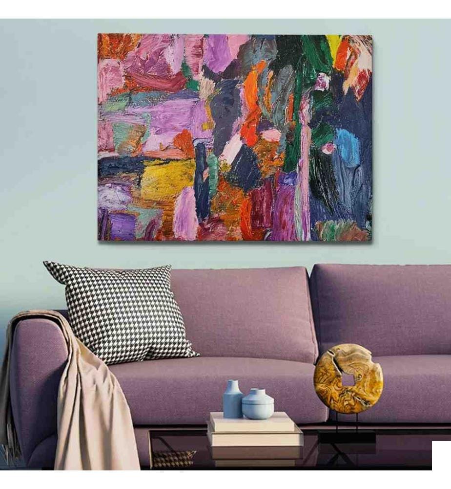 Peinture à l'huile décorative, Multicolore, 100% toile, cadre en bois