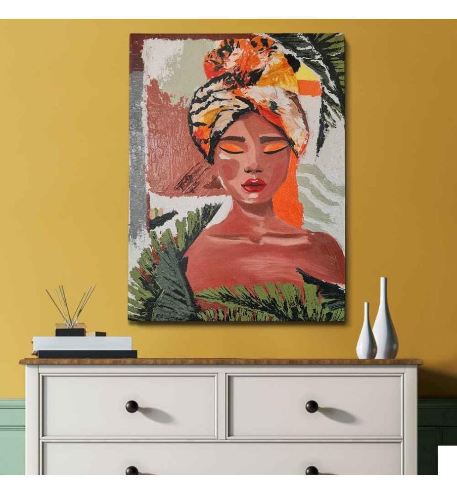 Peinture à l'huile décorative, Multicolore, 100% toile, cadre en bois
