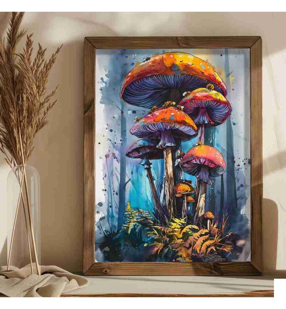 Peinture décorative encadrée en MDF, Multicolore, 100% MDF, Cadre en bois d'épicéa