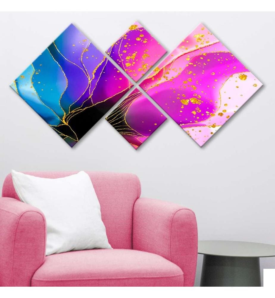 Peinture décorative MDF, 4 pièces, multicolore, 100% MDF