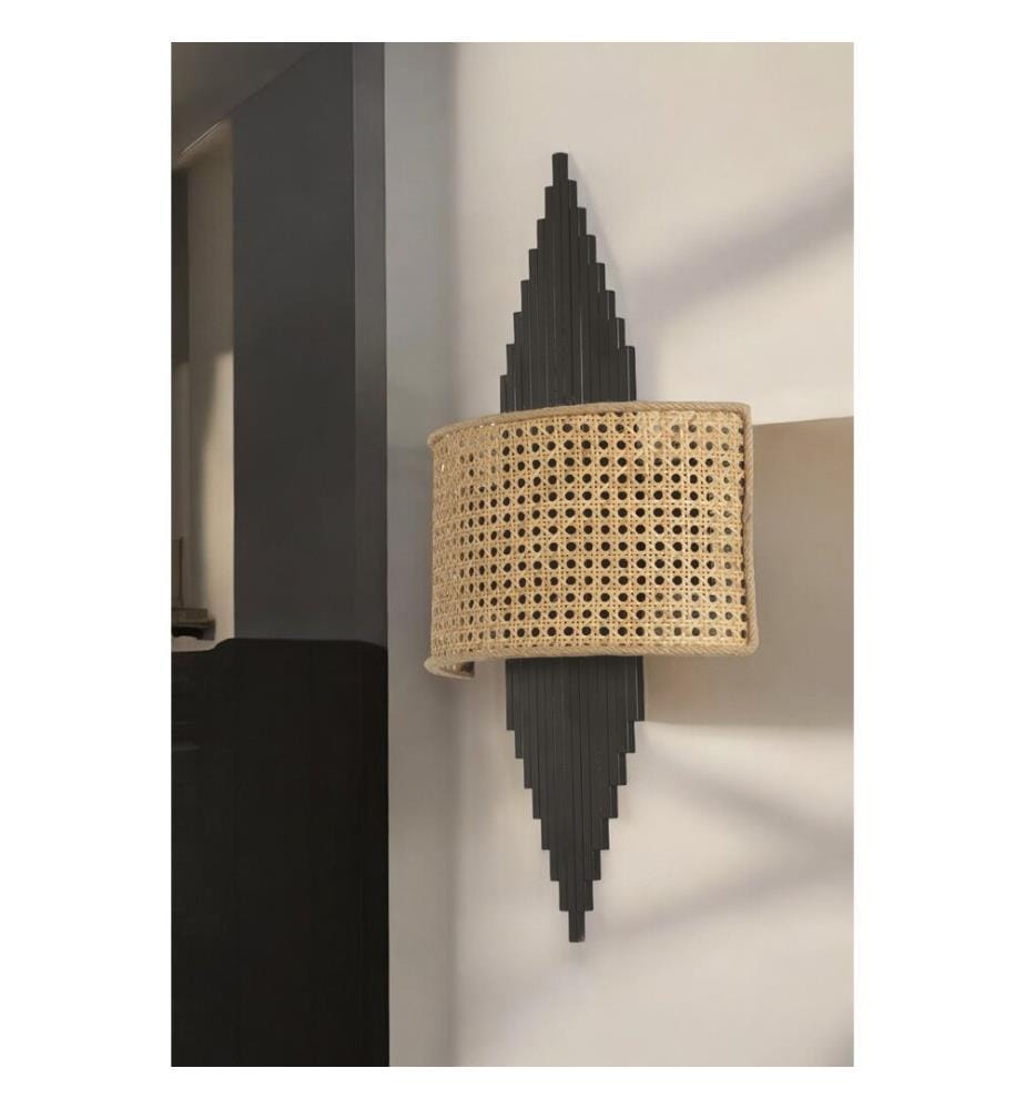 Applique murale, noire, beige, CORPS EN MÉTAL, CAPUCHON EN TISSU